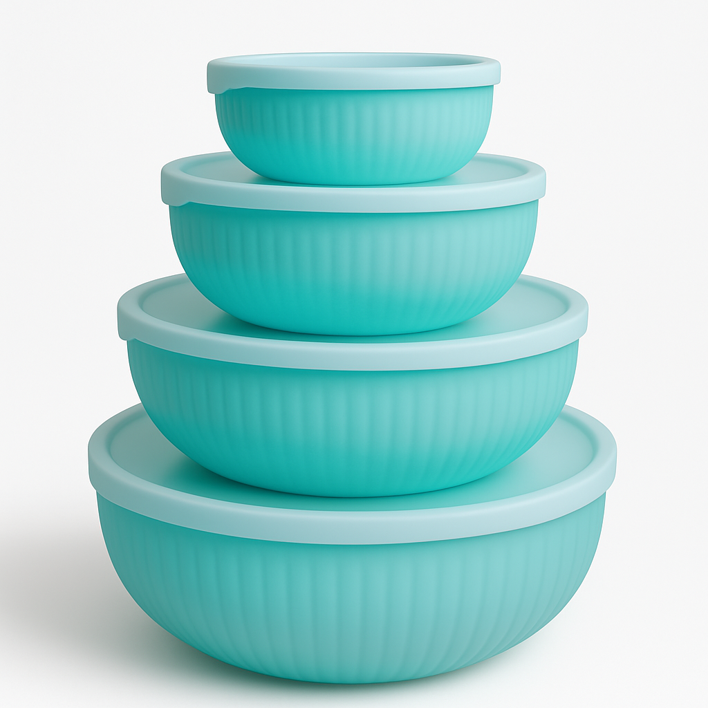 Pack of 4 Plastic Mixing Bowls with Lids – Durable Mixing Round Bowls Set for Kitchen