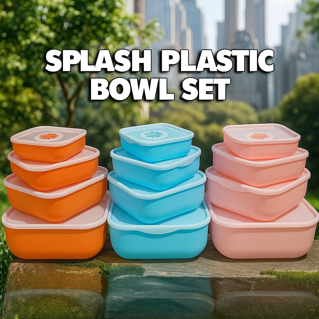 Pack of 4 splash plastic bowls set