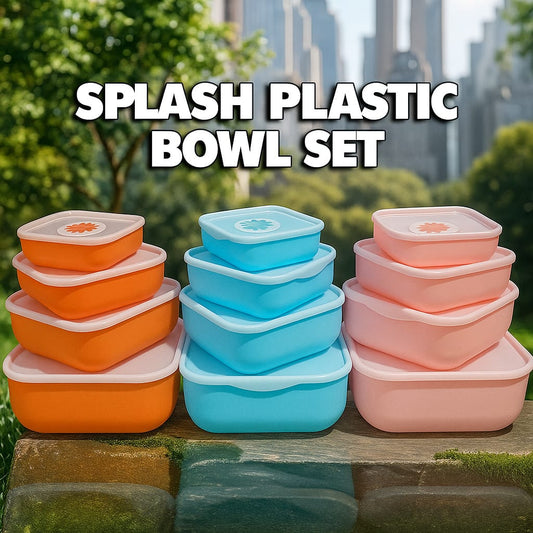 Pack of 4 splash plastic bowls set