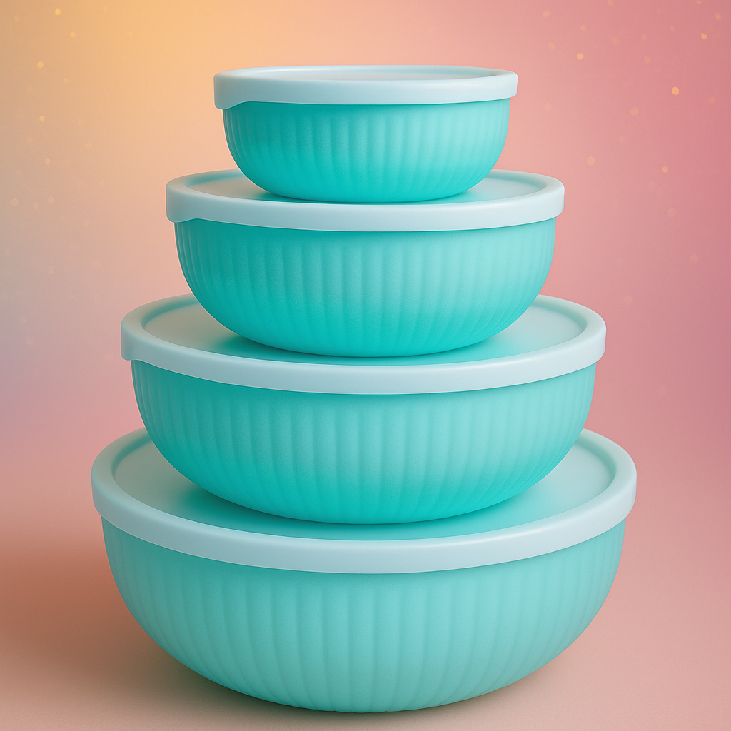 Pack of 4 Plastic Mixing Bowls with Lids – Durable Mixing Round Bowls Set for Kitchen